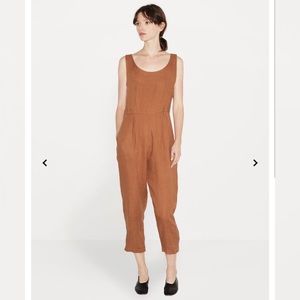 Black Crane linen overalls in rust